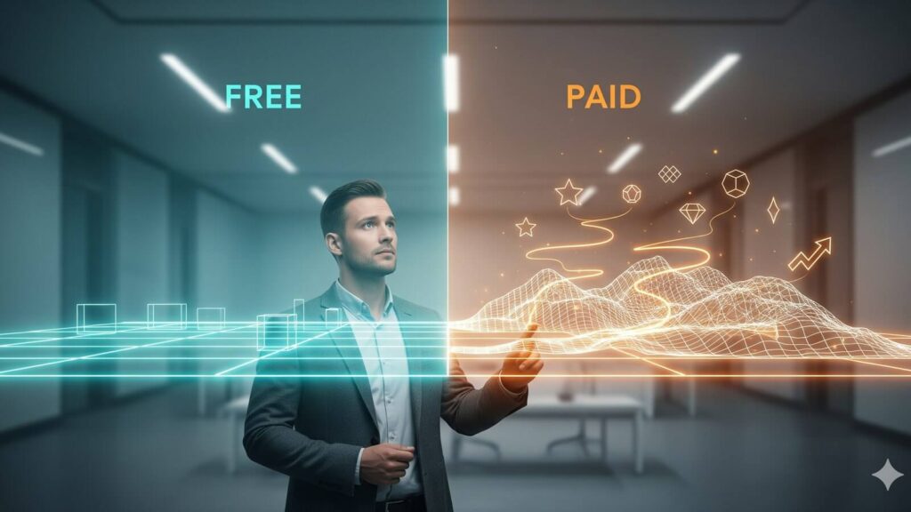 difference between paid and free tools